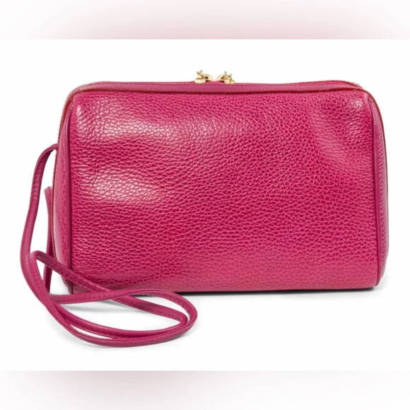 🩷Mark Cross Hot Pink Pebble Leather Messenger Bag - Picture 3 of 9